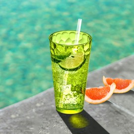 Amazing Abby - Iceberg - 16-Ounce and 24-Ounce Plastic Tumblers (Set of 12), Acrylic Drinking Glasses, Mixed-Color Reusable Plastic Cups, Stackable, BPA-Free, Shatter-Proof, Dishwasher-Safe