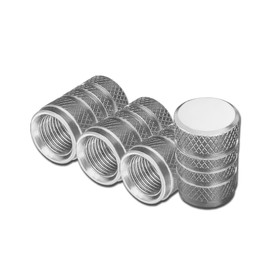 Piburth Car Tire Stem Valve Caps, 4 Pcs Aluminum Alloy Valve Stem Covers, Corrosion Resistant Leak-Proof Tire Cap Cover Accessories, Universal Wheel Air Valve Caps for SUV Car Bike (Silver, Whorl)