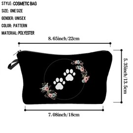 Livel lhood Puppy Paw Makeup Bag Cute Small Makeup Organizer Bag Travel Toiletry Zipper Pouch Birthday Christmas Puppy Gift for Dog Lovers Floral Paw Cosmetic Bag for Women
