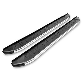 Running Boards Compatible With 2009-2015 Honda Pilot, Factory Style Black & Silver Aluminum Side Step Bars by IKON MOTORSPORTS, 2010 2011 2012 2013 2014