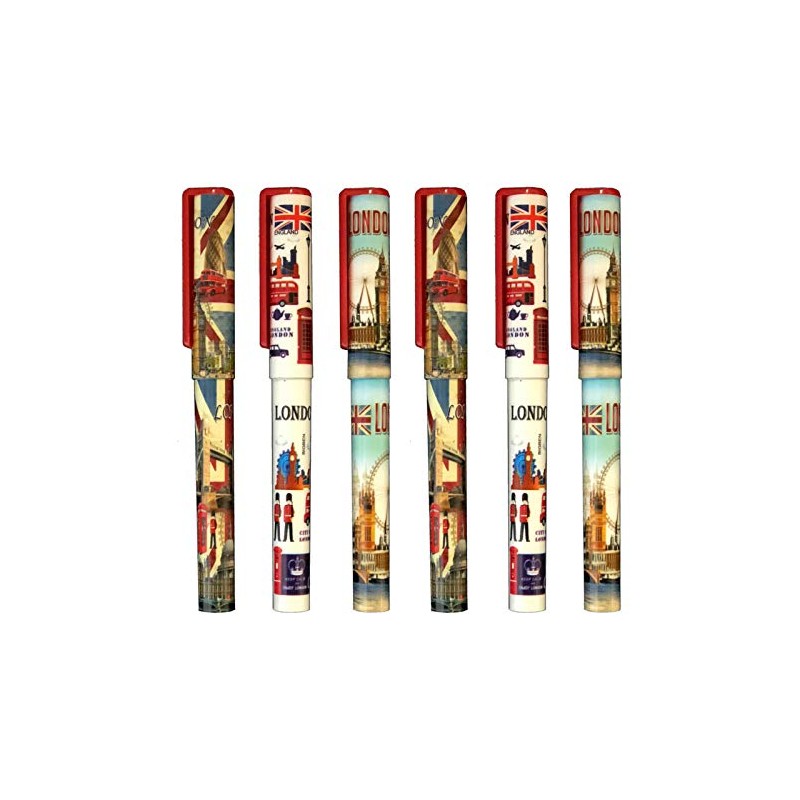 Souvenirs 6 pcs London Landmark Cap Pens, Great British and