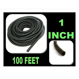 American Terminal Black 100' Feet 1" Split Loom Tubing Wire Conduit Hose Cover Auto Home Marine