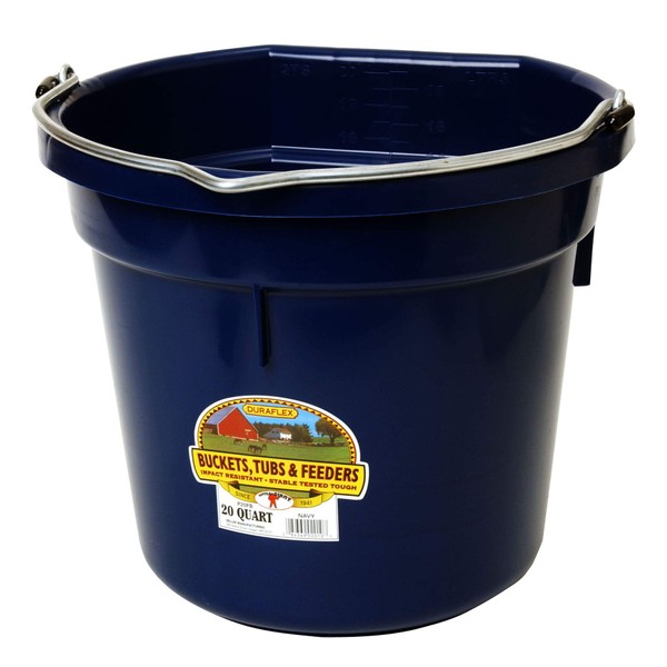 Little Giant Plastic Animal Feed Bucket (Navy) Flat Back Plastic