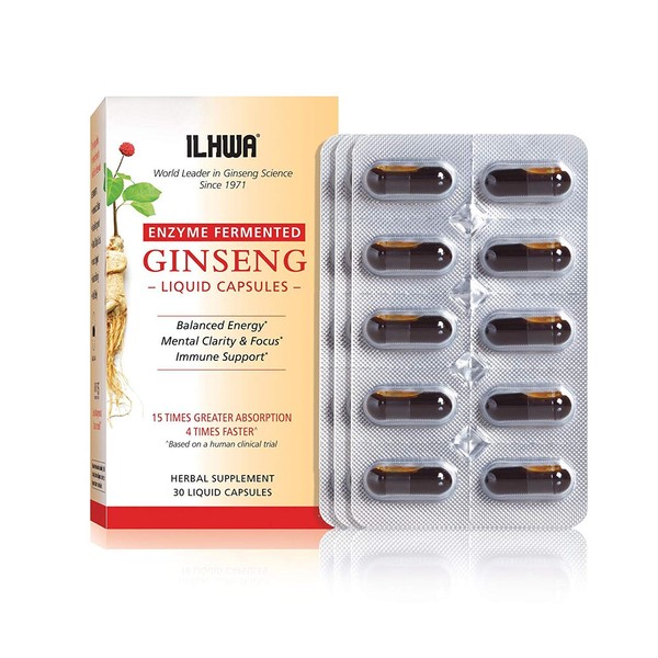 ILHWA Enzyme Fermented Panax Korean Ginseng Extract - 2-3 time More Ginsenosides Than Red Panax Ginseng - 30 Capsules