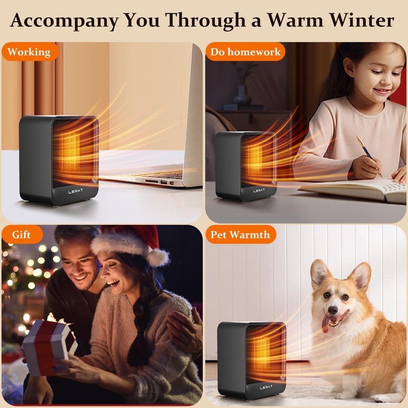 Lerat Space Heater, Portable Mini Heater for Indoor Use, 500W