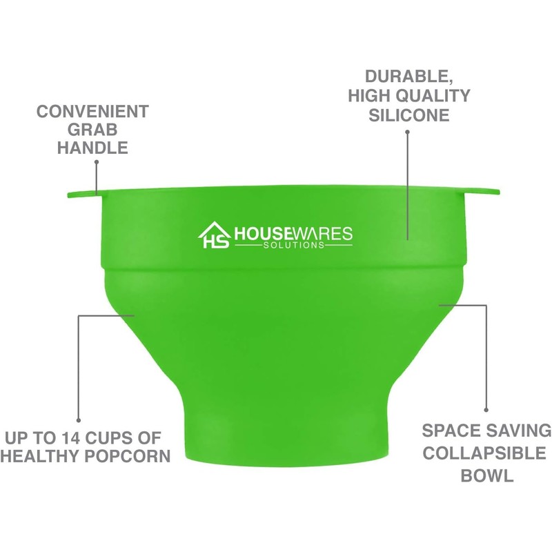 Collapsible Silicone Microwave Hot Air Popcorn Popper Bowl With Lid