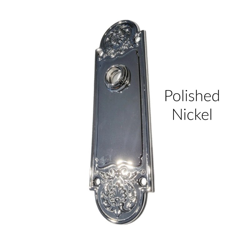 Refined antique style door trim escutcheon plate in the Polished