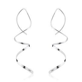 KISSPAT Long Tassel Earrings for Women Solid 925 Sterling Silver Lightweight Hypoallergenic White Gold Plated Stud Earrings Jewelry Gift for Women Girls Weddings Birthday Anniversary, Silver, No