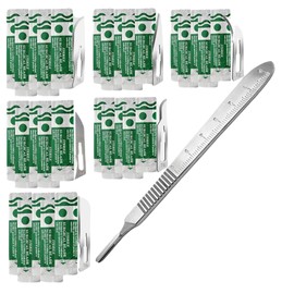 IMEDS Carbon Steel Sharp Blades Sterile Assorted Pack of 60 Pcs with Stainless Steel Scalpel Handle Graduated #3 All-in-One Kit to Make Finest Precision Cuts Multi-Function Scientific Lab Supplies