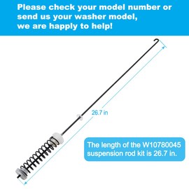 4Pcs (26.7in) Washer Suspension Rod Kit Replaces For Amana NTW4605EW0 NTW4516FW1 NTW4516FW2 NTW4516FW3, Whirlpool WTW4800BQ0 WTW4800BQ1 WET4027HW0 WTW4616FW2 WTW4815EW0 WTW4815EW1 WTW4816FW1 Washer