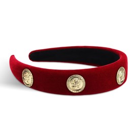 SXQLYH Headband with Fabric Padded Velvet Sponge Vintage - Beautiful Women's Headband Hair Accessories Headband Hair Band Wide Padded Headband for Women Girls Birthday Gift (Red)