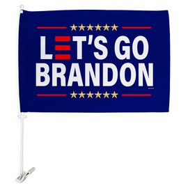 Trump Flag Trump Car Flags Lets Go Brandon Pack + Blue Star Banner Military Veterans Armed Forces Memorial Vehicle Auto Window Decor Bandera Outdoor Pole Accessories Gifts for Him, Made in USA