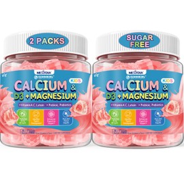 Kids Calcium Gummies + D3 & Magnesium for 4+, with Calcium Citrate Calcium Gluconate, Calcium Lactate,Probiotics & Prebiotics for Children Bone Health,Muscle Support,Digestive Health,Sugar Free 120Cts
