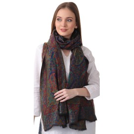 EH Pure Cashmere Wool Kani Weave Stole/Scarf/Wrap | Soft, Warm & Lightweight | Cobalt Blue