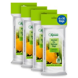 Club Supreme Lemon Scented Kitchen Clear Garbage Bags - Small Plastic Trash Bags for Kitchen Etc - 51 X 56 Cm/20 X 22 In - 21 Liters, Transparent, 31 Count (Pack of 4)