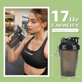 CREAWELLAY 3 Pack Shaker Bottles for Protein Mixes, 17 oz Small Protein Shaker Bottle with Handle, Gym Shaker Cups with Blending Ball for Pre Workout, BPA-Free & Dishwasher Safe (Black, Pink, Blue)