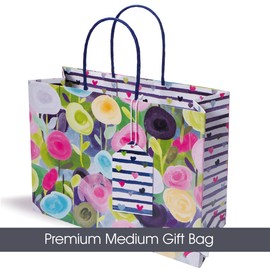 Blooming Blush Floral Premium Gift Bag | Medium 25cm wide x 20cm tall x 10cm deep | Printed on the inside | Designed in the UK | sustainably sourced and recyclable