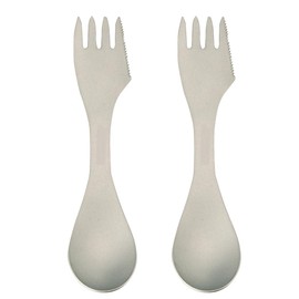 BY-J Titanium 2 in 1 Fork and Spoon Combo 2-Pack Ultra Lightweight Camping Utensil, for Backpacking, Hiking, Outdoors