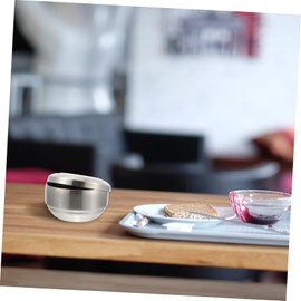 KICHOUSE Practical Stainless Steel Insulated Bowl with Cover Heat Resistant Salad Soup Serving Bowl for Household Use Lightweight Easy to Clean