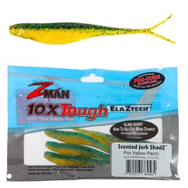 Z-Man SJS4-375PK5 Scented Jerk Shadz 4" Pro Yellow Perch 5 Pack