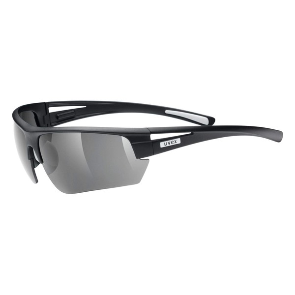 uvex Gravic - Sports Sunglasses for Men and Women - incl. Interchangeable Lenses - Comfortable & Non-Slip - Black Matt/Smoke - One Size