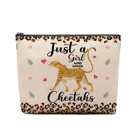 CEASQVAA Cheetah Print Gifts for Women Cheetah Makeup Bag Cheetahs Lover Gift Birthday Friendship Christmas Gifts Animal Lover Gift Who Loves Cheetahs Makeup Cosmetic Bag Pouch