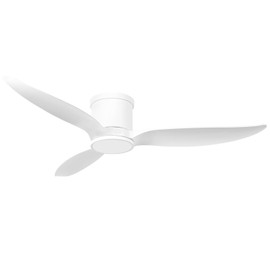 Hbinzar 52 Inch Ceiling Fan with Light and Remote, Indoor Low Profile Flush Mount White Ceiling Fan with Dimmable Light, Reversible Motor for Bedroom, Living Room