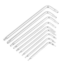 Vikye Star Hex L-Shaped Key, L-Shape Long Sleeve Secruity Hand Tools, 9pcs/Set T6 T7 T8 T9 T10 T15 T20 T25 T27