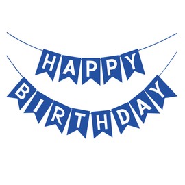 sunepany Royal Blue Happy Birthday Banner Dark Blue Reusable Happy Birthday Hanging Sign for Backdrop Office Room Birthday Wall Decorations for Women Men Birthday Party Bunting Stuff Supplies
