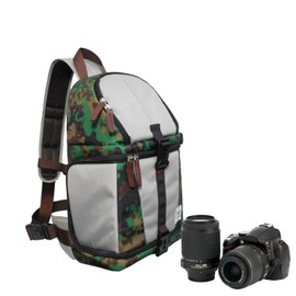 Stylish Camera Sling Backpack Bag for for DSLR Camera and lenses (Green Camouflage/Gray)