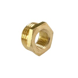 JENSWILL 1/2" NPT Male x 1/4" NPT Female Brass Reducer Hex Bushing Threaded Pipe Fitting Reducing Adapter Pack of 2