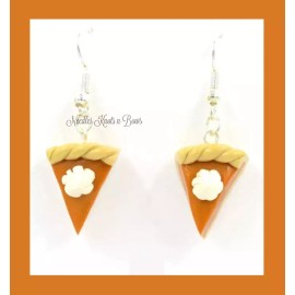 Unbranded Pumpkin Pie Dangle Earrings, Fall, Thanksgiving Food Baking Drop Earrings, USA