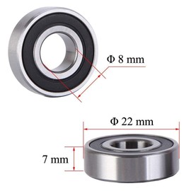 Donepart 608RS Ball Bearings ABEC3 High Speed Double Sealed Bearings for Skateboard, Inline Skates, Motor, Wheels, Fidget Spinners, 3D Printer (2 Pack)