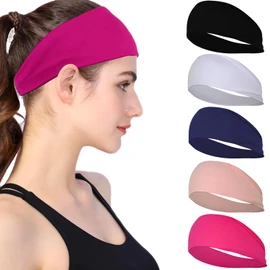 HAKUKU Diademas Deportivas 5 Piezas, Diademas Ejercicio para Mujer Yoga, Diadema Elástica Suave Que Absorbe el Sudor, Adecuada para Mujeres Deportes de Corriendo