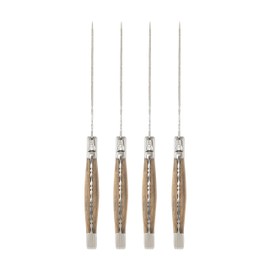 Laguiole Connoisseur BBQ Steak Knives Set of 4 – Stainless Steel Silverware Set Packed in an Elegant Box – Olive Wood Handle Unique Kitchen Cutlery