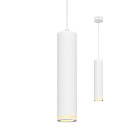 BOYIR Pendant Light Modern Cylinder White Pendant Lamp 30 cm Height Adjustable Aluminium Chandelier with GU10 Socket Max. 60 Watt Pendant Lamp Ceiling Light for Living Room Bedroom