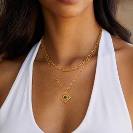 BENEIGE Gold Necklace for Women 14K Gold Plated Dainty Paperclip Necklaces Hypoallergenic Adjustable Gold Paperclip Everyday Necklace Jewelry For Women