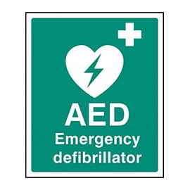Caledonia Signs 16053H "AED Emergency Defibrillator" Sign, Rigid Plastic, 300 mm x 250 mm