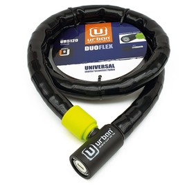 Urban Security UR5120 - Candado de cable articulado Duoflex de acero reforzado universal para bicicleta, motocicleta, scooter, 120 cm, unisex, adultos, negro/amarillo