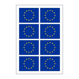Generisch Pack of 8 EU European Flag Stickers | Car Sticker