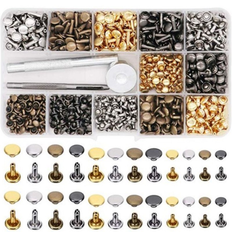 Double Sided Rivet Set Metal Studs Binding Studs Screws Assortment