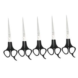 Baluue 5pcs Professional Haircut Scissors Durable Stainless Steel Hairdressing Tools with Comfortable Handles for Salon Home Use Black