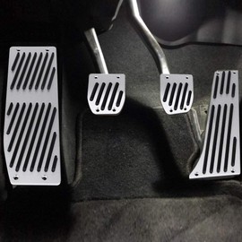 EVGATSAUTO Set of 4 Car Foot Pedal Pads for 1 3 5 7 X1 Series E30 E32 E34 E36 E38 E39 E46 E87 E90 E91 E92, Aluminium Pedal Pad for Clutch Brake Footrest, Manual Transmission Accessories