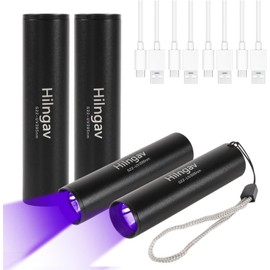 Hilngav 4 Pack Flashlight UV Black Light 395 NM, Mini USB C LED Rechargeable Torch for Pet Dog Urine, Resin Curing, Fluorescent Agent, Stains Detection (4 UV 395)