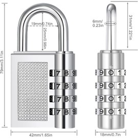 Combination Lock 4 Digit Padlock Zinc Alloy with Combination Code Combination Lock with Individually Adjustable for School Locker Gym