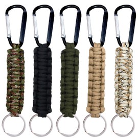 AWAVM 5PCS Outdoor Snap Hook Carabiner Clips, Keychain Quick Hang Mountaineering Chain, Nylon Rope Woven Keychain Ring, Carabiner Key Chain, Backpack, Mountaineering, Emergency Temporary, Unisex