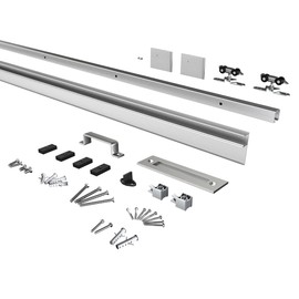 BARNSMITH 5FT Sliding Barn Door Hardware Track Kit with Door Handles Included, Low Clearance Aluminium Alloy Box Rail Barn Door Track, Sliding Door Hardware, Silvery (Door Panel No Indued)