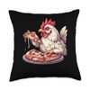 Serama Chicken Eating Pizza Throw Pillow