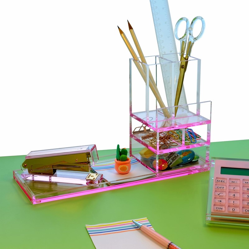 EXPUTRAN Acrylic Desk Organizer 4-Piece Desk Kit + Free Complimentary