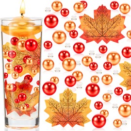 Jetec 2116 Pieces Thanksgiving Vase Filler Faux Pearl for Vase Filler Fall Vase Filler Water Gels Bead Candle Centerpiece for Thanksgiving Fall Table Party Decoration (Maple Leaves Style)